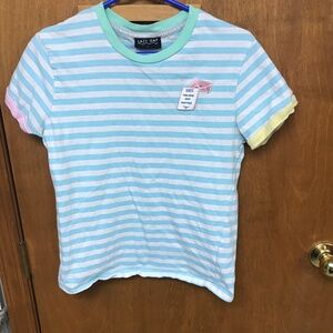Lazy Oaf "Party You’re Not Invited" Striped Tee – Size L